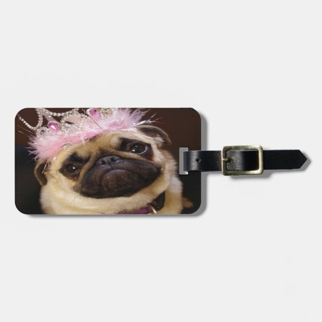 Princess Pug Luggage Tag (Front Horizontal)