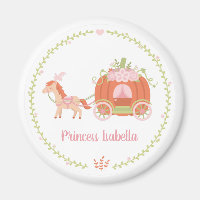 Princess Pumpkin Carriage Floral Wreath Magnet