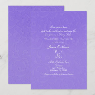 Princess Purple Damask Storybook Elegant Wedding Invitation