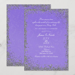 Princess Purple Damask Storybook Elegant Wedding Invitation