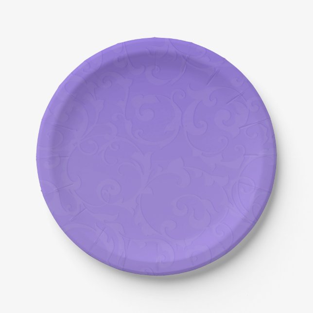Princess Purple Damask Storybook Elegant Wedding Paper Plate (Front)