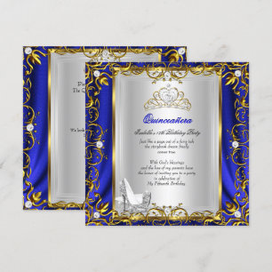 Princess Quinceanera 15th Birthday Blue Royal Invitation