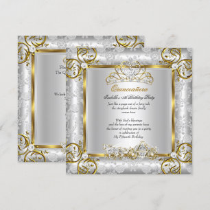 Princess Quinceanera 15th Birthday Gold Silver Invitation