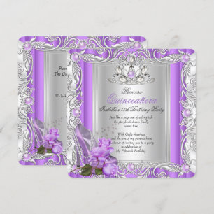 Princess Quinceanera 15th Birthday Purple Rose Invitation