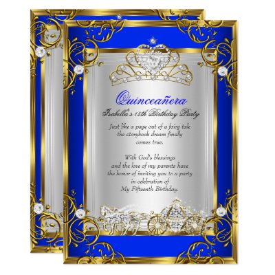Quinceanera Party Royal Blue Silver Snowflakes S Invitation