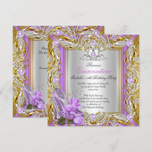Princess Quinceanera Birthday Purple Rose Gold 2 Invitation