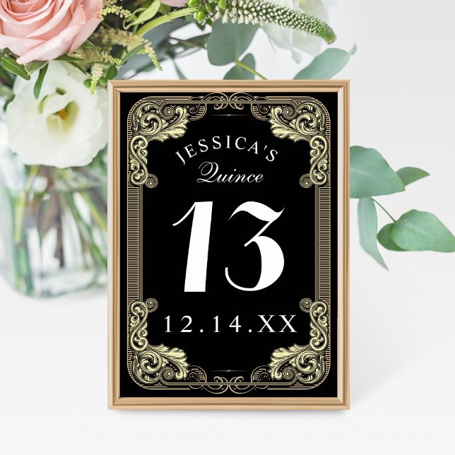 Princess Quinceanera Black Table Number (Creator Uploaded)