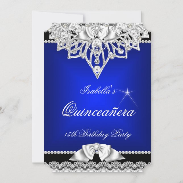 Princess Quinceanera Girl Royal Blue 15th Invitation (Front)