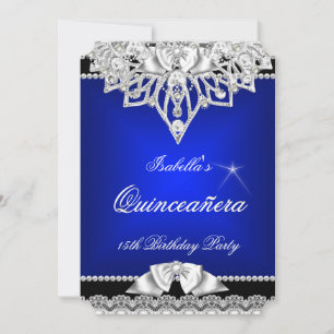 Princess Quinceanera Girl Royal Blue 15th Invitation