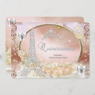 Princess Quinceanera Magical Cream Silver Invitation