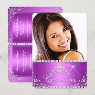 Princess Quinceanera Photo Purple Pink Invitation