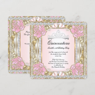 Princess Quinceanera Pink Gold 15th Birthday Invitation