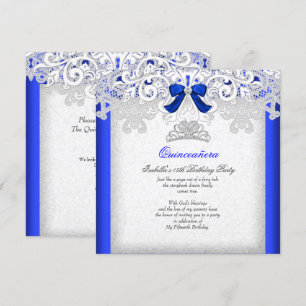 Princess Quinceanera Royal Blue 15th Birthday 2 Invitation