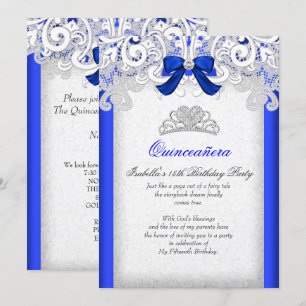 Princess Quinceanera Royal Blue 15th Birthday Invitation