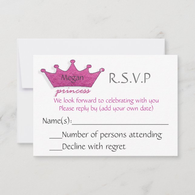 Princess R.S.V.P RSVP Card (Front)