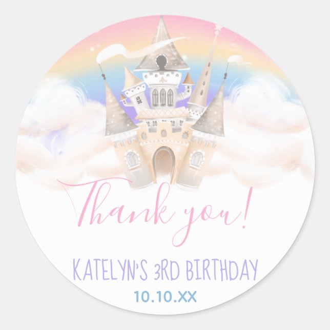 Princess Rainbow Round Sticker (Front)