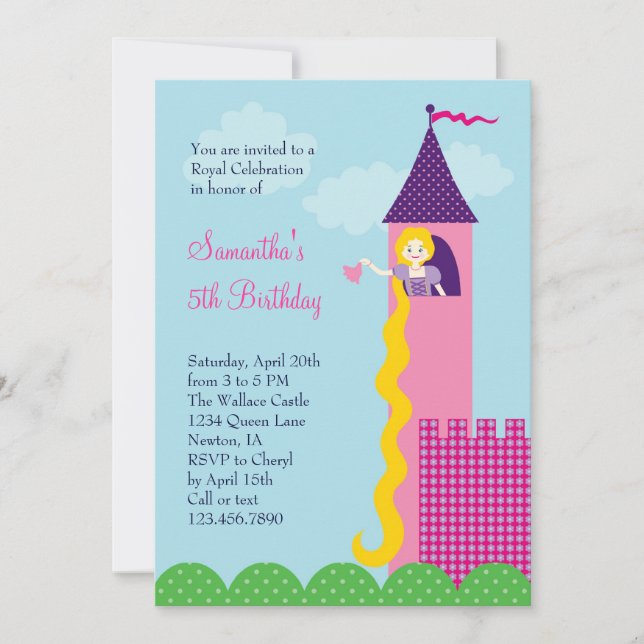 Princess Rapunzel Birthday Party Invitation (Front)
