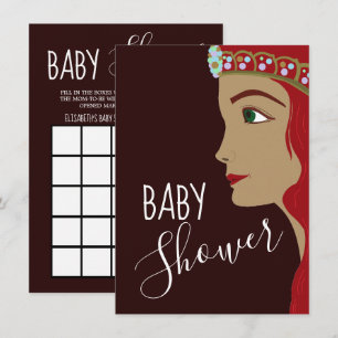 Princess Red Baby Shower Bingo Invitation