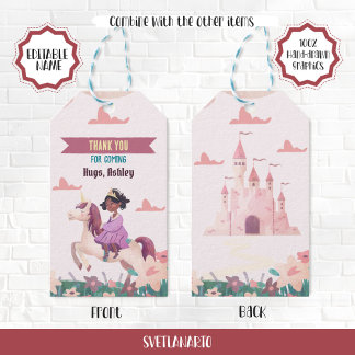 Princess Riding Unicorn Favour Gift Tag