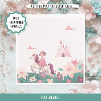 Princess Riding Unicorn Paper Napkins