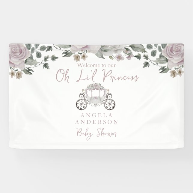 Princess Rose Gold Baby Shower Welcome Banner (Horizontal)