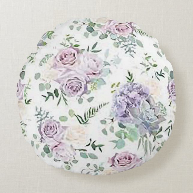 Princess Rose Round Cotton Throw Pillow (Front)