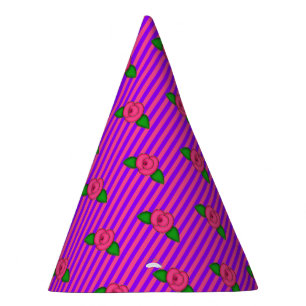 Princess Rosebud Stripes-4-PAPER PARTY HATS