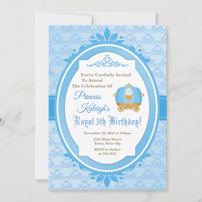 Princess Royal Ball Birthday Invitation Carriage (Front)