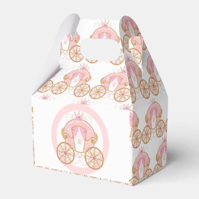 Princess Royal Carriage Pink & Gold Birthday Party Favour Box (Front Side)