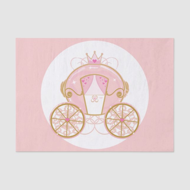 Princess Royal Carriage Pink & Gold Birthday Party Tissue Paper (Front)