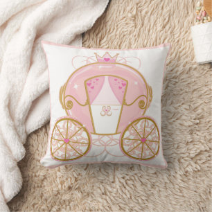 Princess Royal Carriage Pink & Gold Personalised Cushion