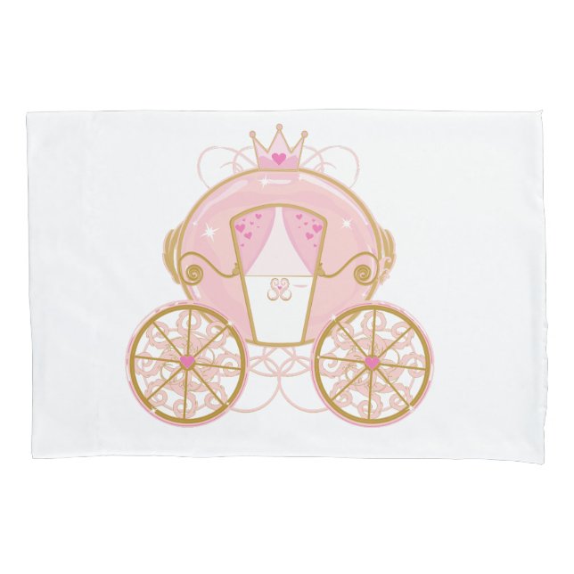Princess Royal Carriage Pink & Gold Personalised Pillowcase (Front)