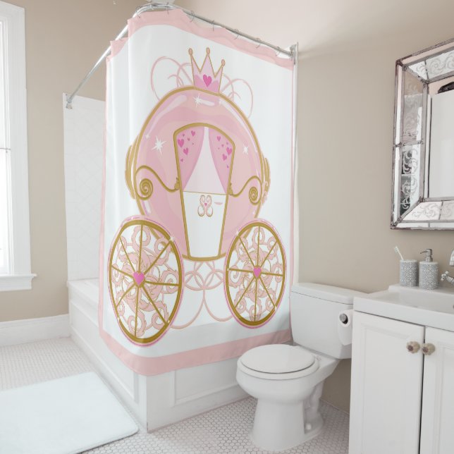 Princess Royal Carriage Pink & Gold  Shower Curtain (In Situ)