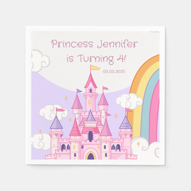 Princess Royal Castle Birthday Party  Napkin (Front)