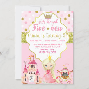 Princess royal fiveness girl birthday invitation. invitation