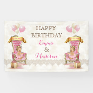 Princess Royal Throne Twins Girl Customised Banner