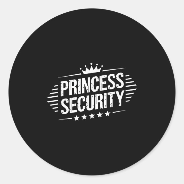 Princess Security Boys Brother Retro Birthday Dad  Classic Round Sticker (Front)