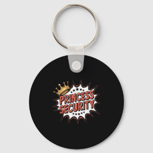 Princess Security Retro Birthday Dad & Mum Boy Key Ring