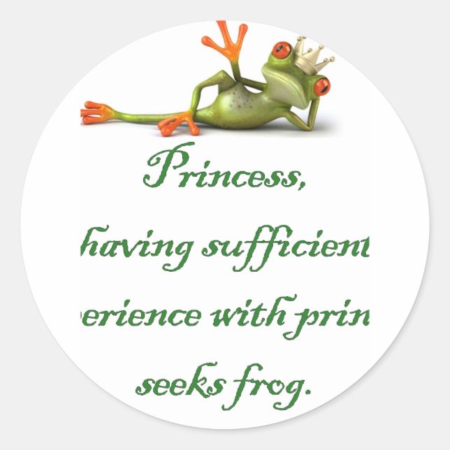 Princess Seeks Frog Round Sticker (Front)