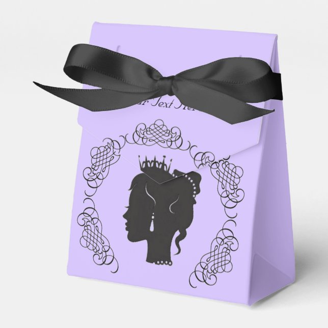 Princess Silhouette Personalised Lilac Favour Box (Front Side)