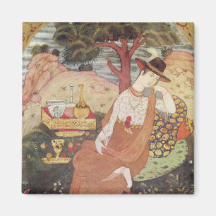 Princess sitting in a garden, Safavid Dynasty Magnet