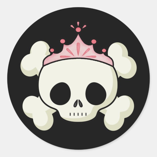 Princess Skull Classic Round Sticker (Front)