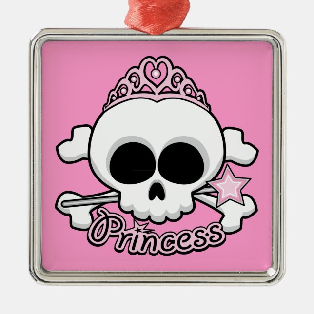 Princess Skull Metal Tree Decoration (Front)