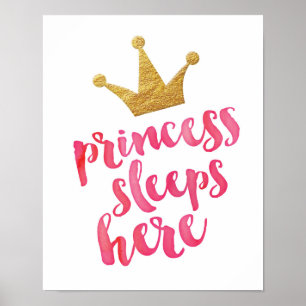 Princess sleeps here kids poster print