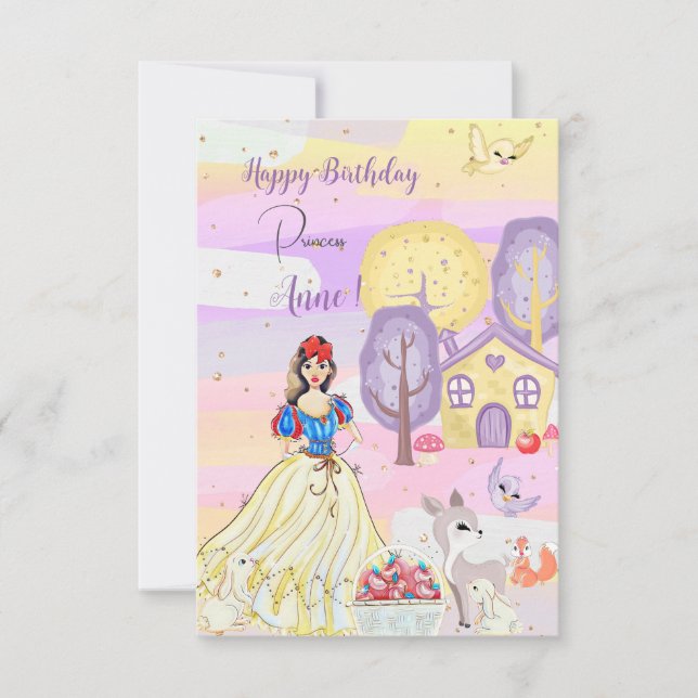 Princess Snowy Happy Birthday Greeting Card (Front)