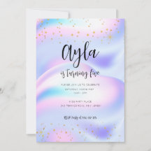 Princess Sparkles 5th Birthday Invitation 