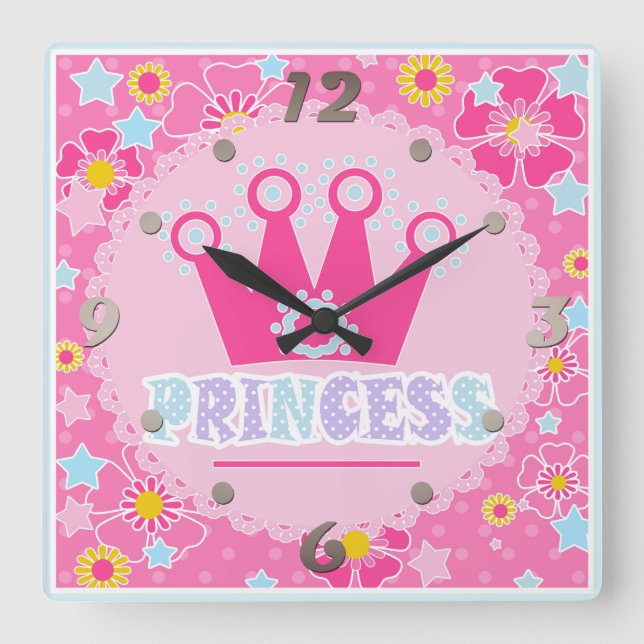 Princess . square wall clock (Front)
