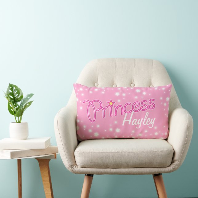 Princess star graphic pink white custom name  lumbar cushion (Chair)