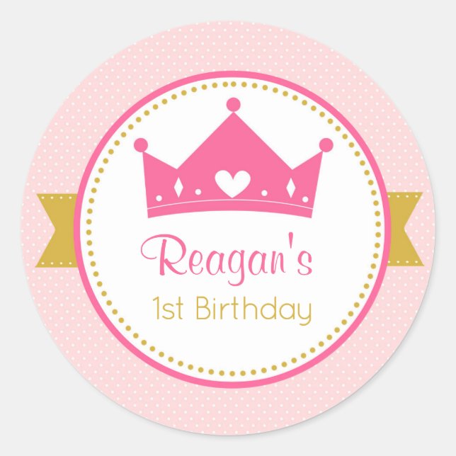 Princess Stickers - Birthday Favour (Pink Gold) (Front)
