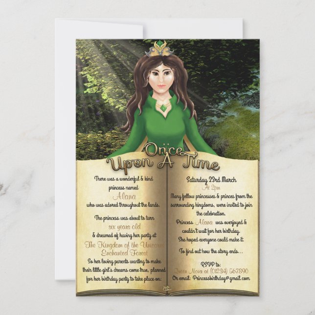 Princess Storybook Birthday Invitations (Front)